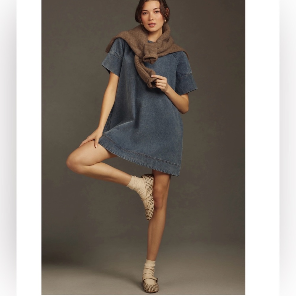 Anthropologie Porridge Denim Swing Dress